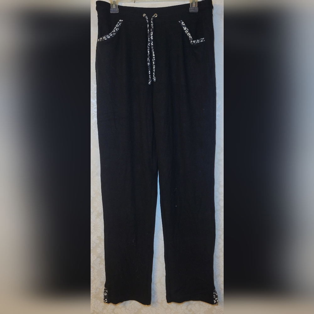 Chico's Black Track Pants with Patterned Trim